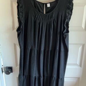Old Navy Black Ruffled Sleeve Tiered Midi Dress